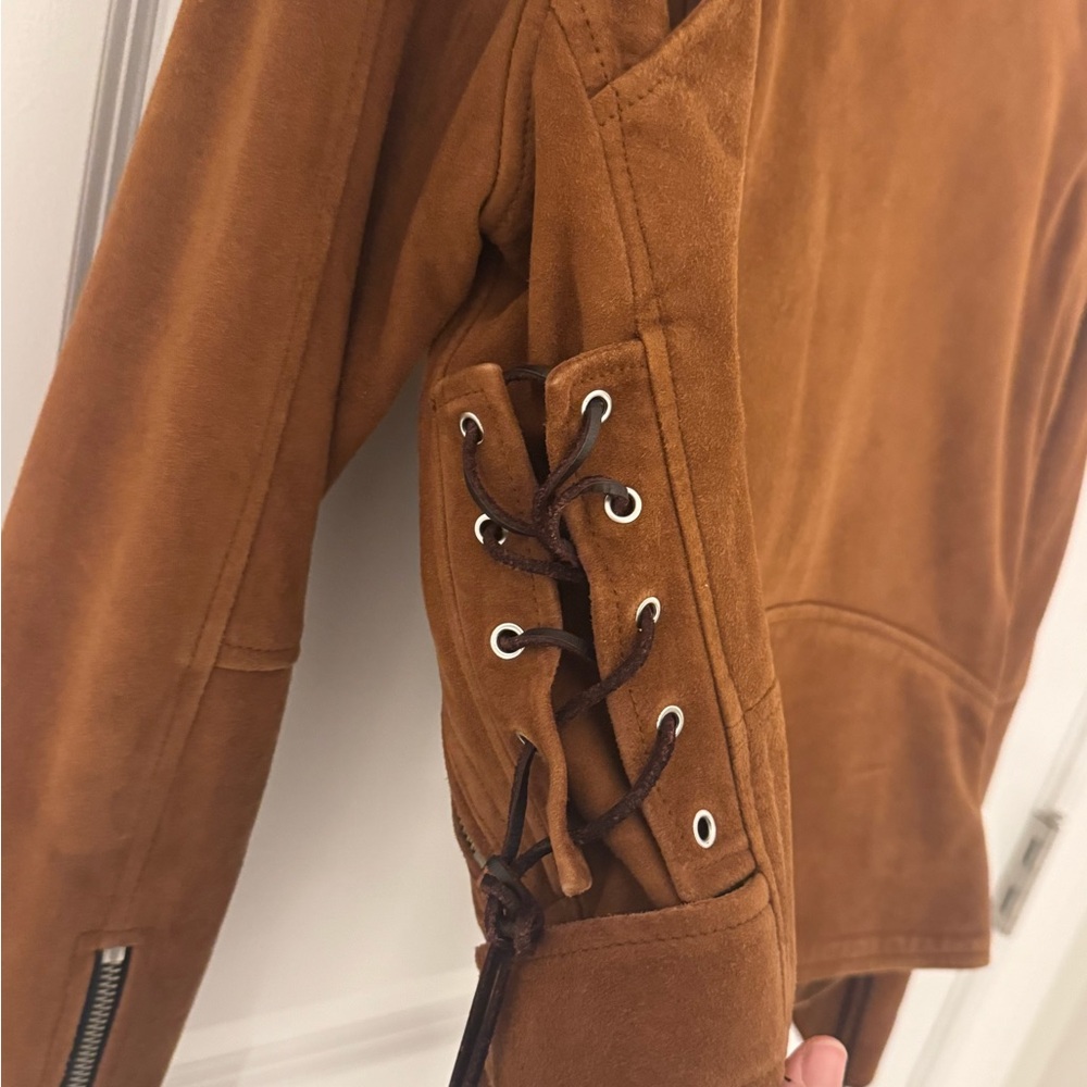 All Saints Brown Suede Women's Biker Jacket - Picture 2 of 5